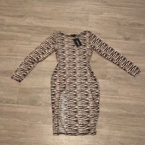 Tiger Print Sheer Mesh Dress